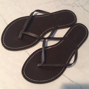 J. Crew Brown Italian Leather Flip Flop, size 8
